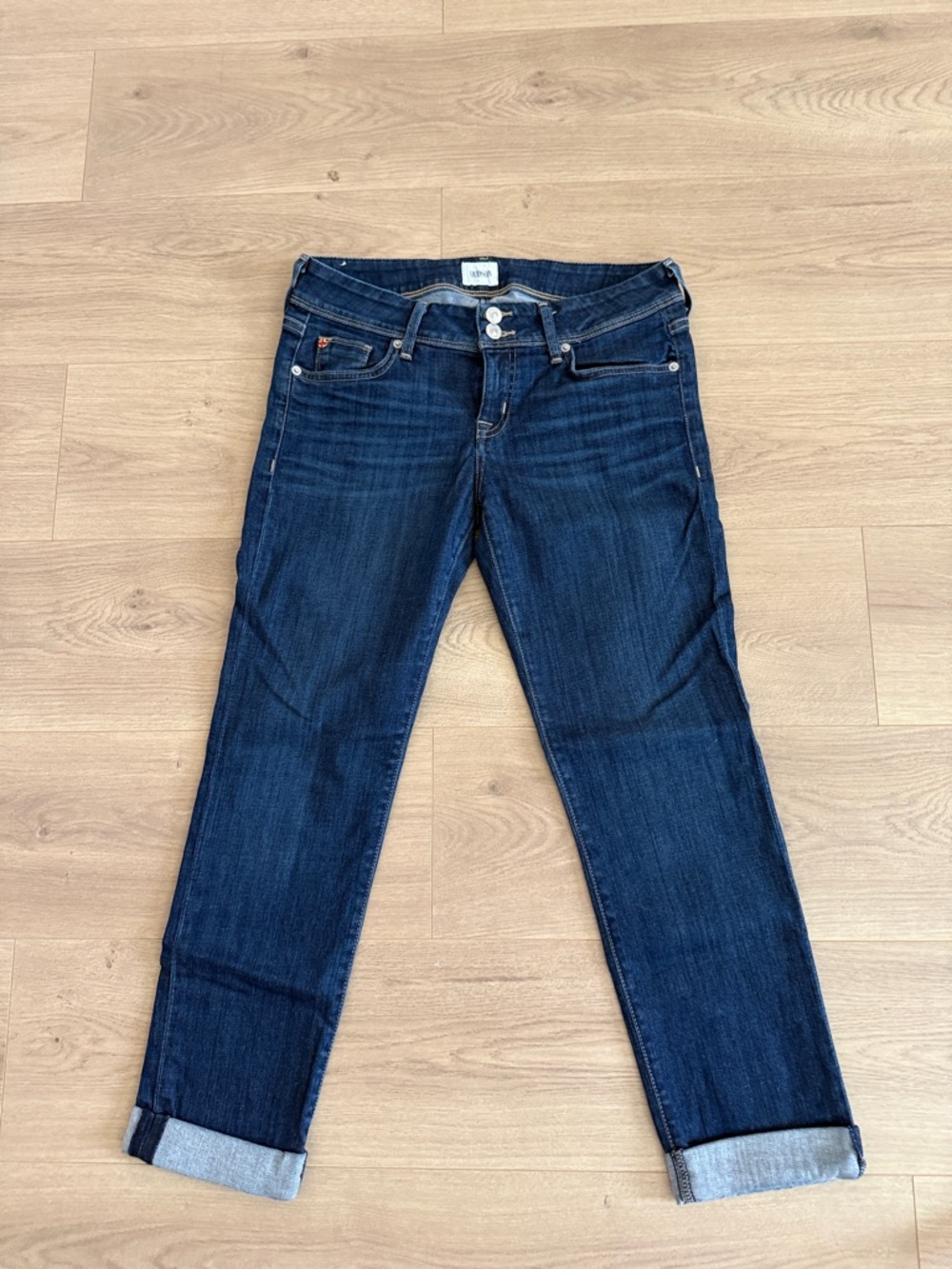 Hudson Jeans Dark Blue Boyfriend Denim with Cuffed Hem